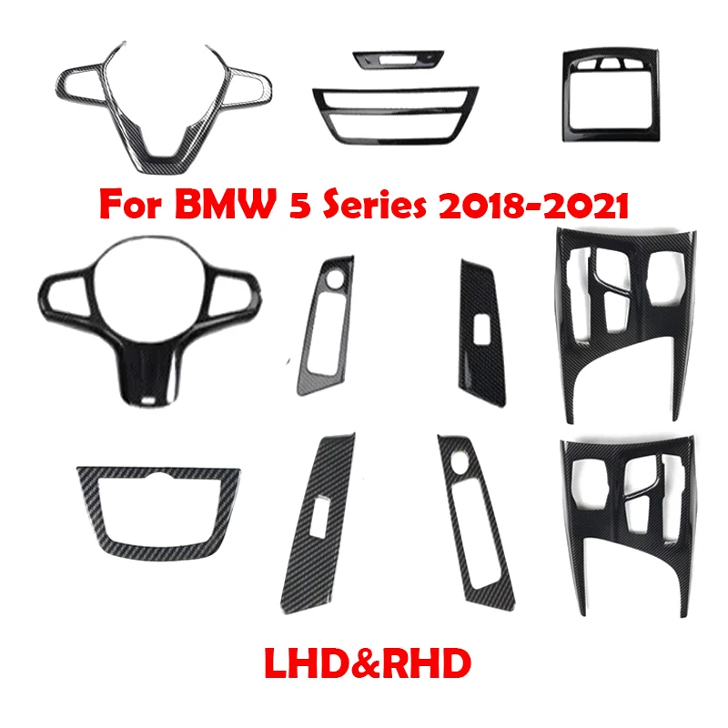 LHD RHD For BMW 5 Series 2018-2021 G38 G30 G31 ABS Carbonfiber Interior Accessories Window Rise Switch Center Control Gear Cover