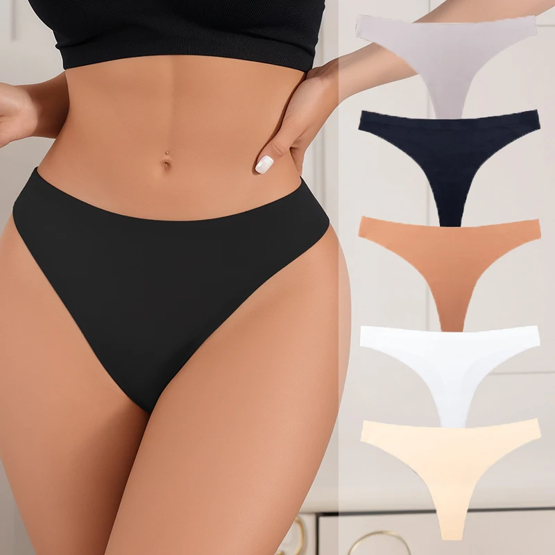 5er-Pack Nahtlose Sexy Damen-Tangas aus Hochelastischem Eisseide-Material, Atmungsaktive & Schweißableitende Nahtlose Hüftslips