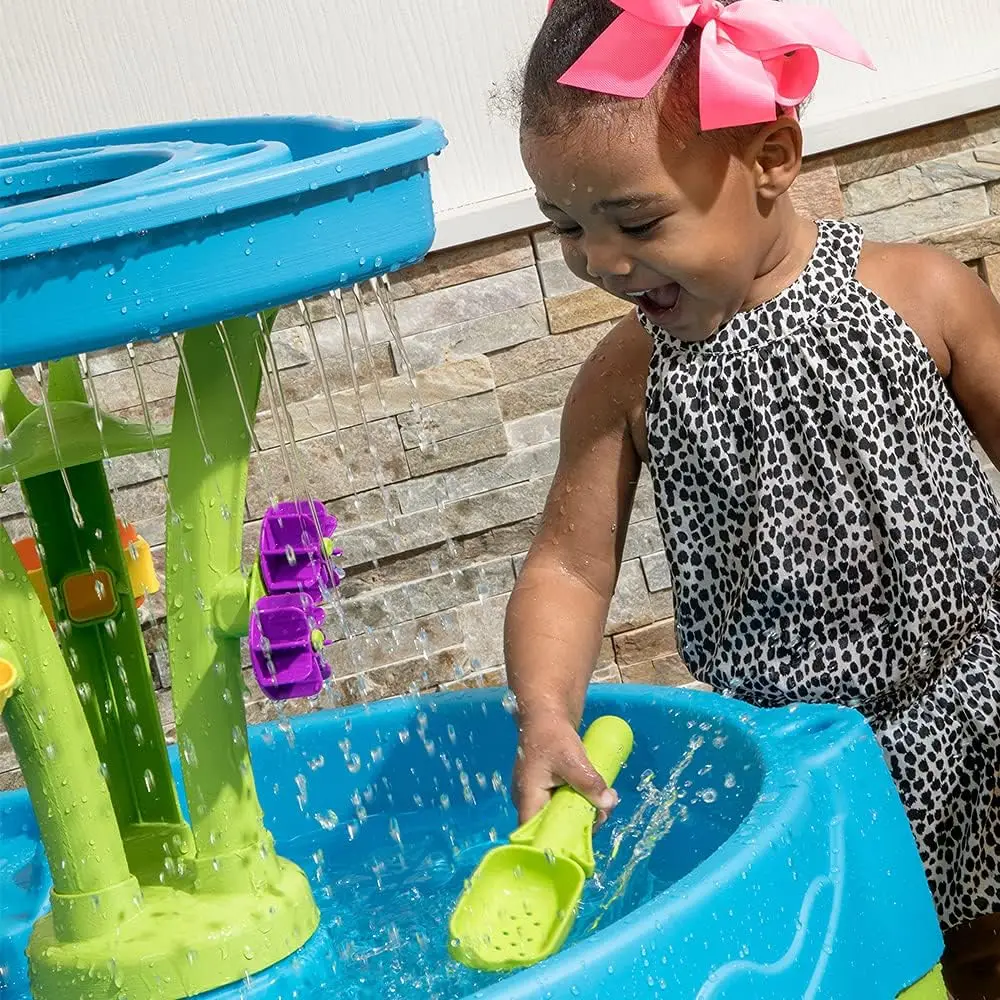 Sommerduschen Spritzturm Wassertisch für Kinder, wassersensorischer Wassertisch für Kinder im Freien, 8-teiliges Wasserspielzeugzubehör, mehrere Auswahlmöglichkeiten