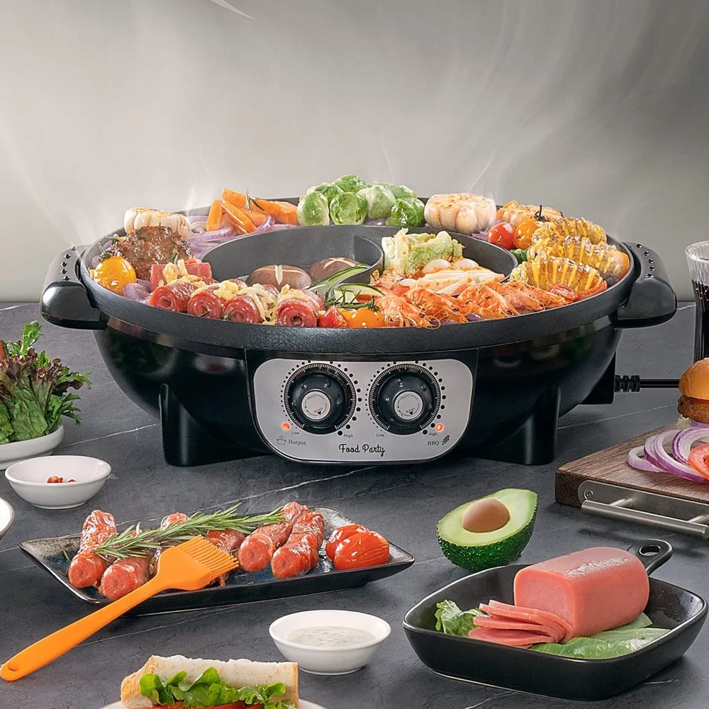 2 in 1 Electric Smokeless Grill and Hot Pot