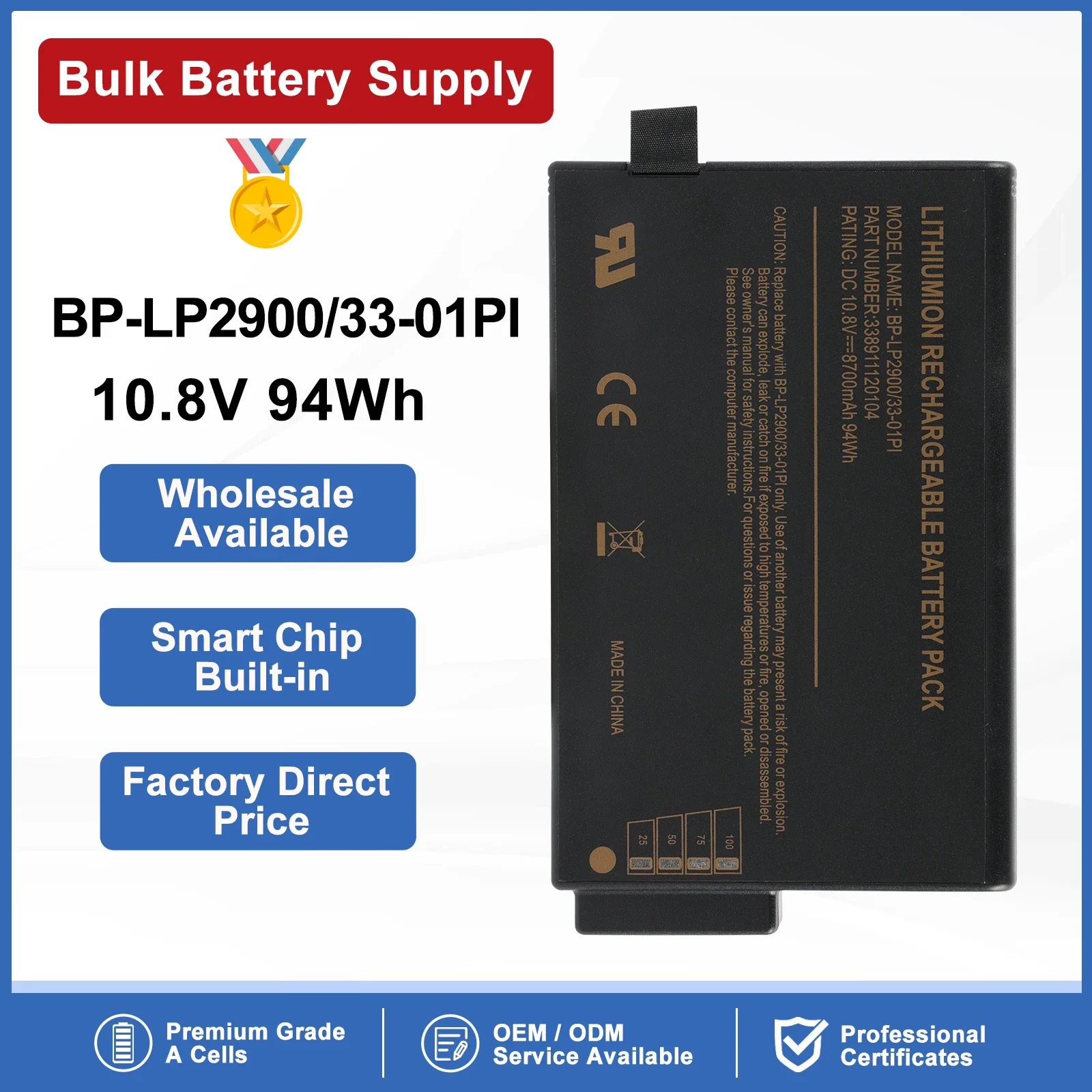 ETESBAY 10.8V 8700mAh BP-LP2900/33-01PI Battery For Getac X500 V100 V1010 V200 M230 338911120104 BP-LC2600/33-01S1
