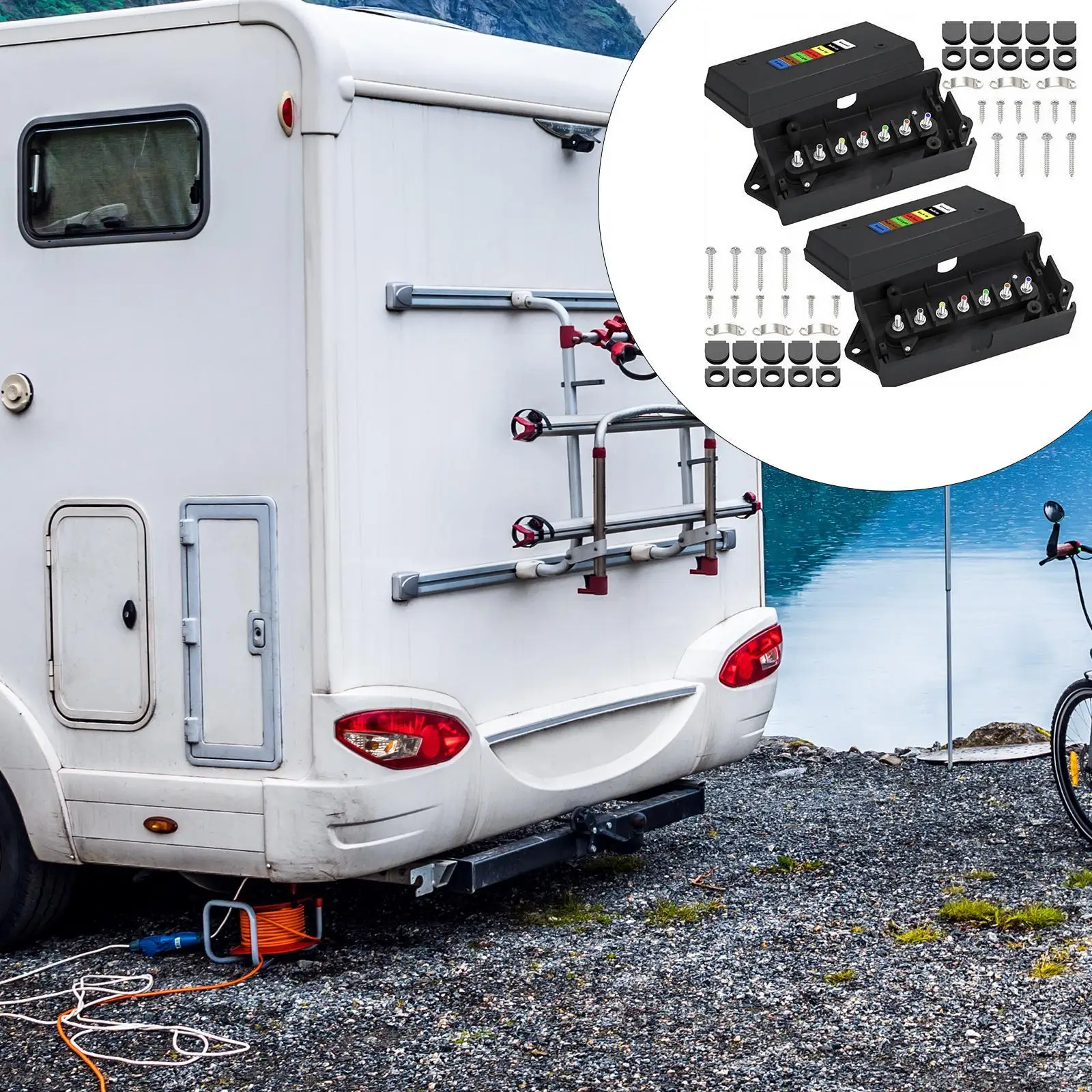 2Pcs 7 Way Trailer Junction Boxes Quick Identification Thickened High Efficiency 7 Pin Trailer Wiring Boxes Sturdy for Boat