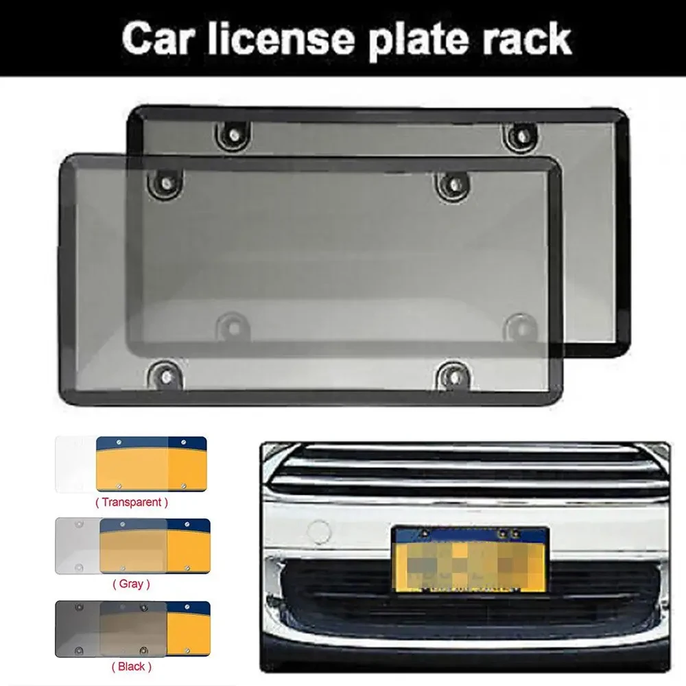 

License Plate Covers, 2 PCS Clear License Plate Frames with 4 Holes Screw and Caps, Licence Plate Protector, American License