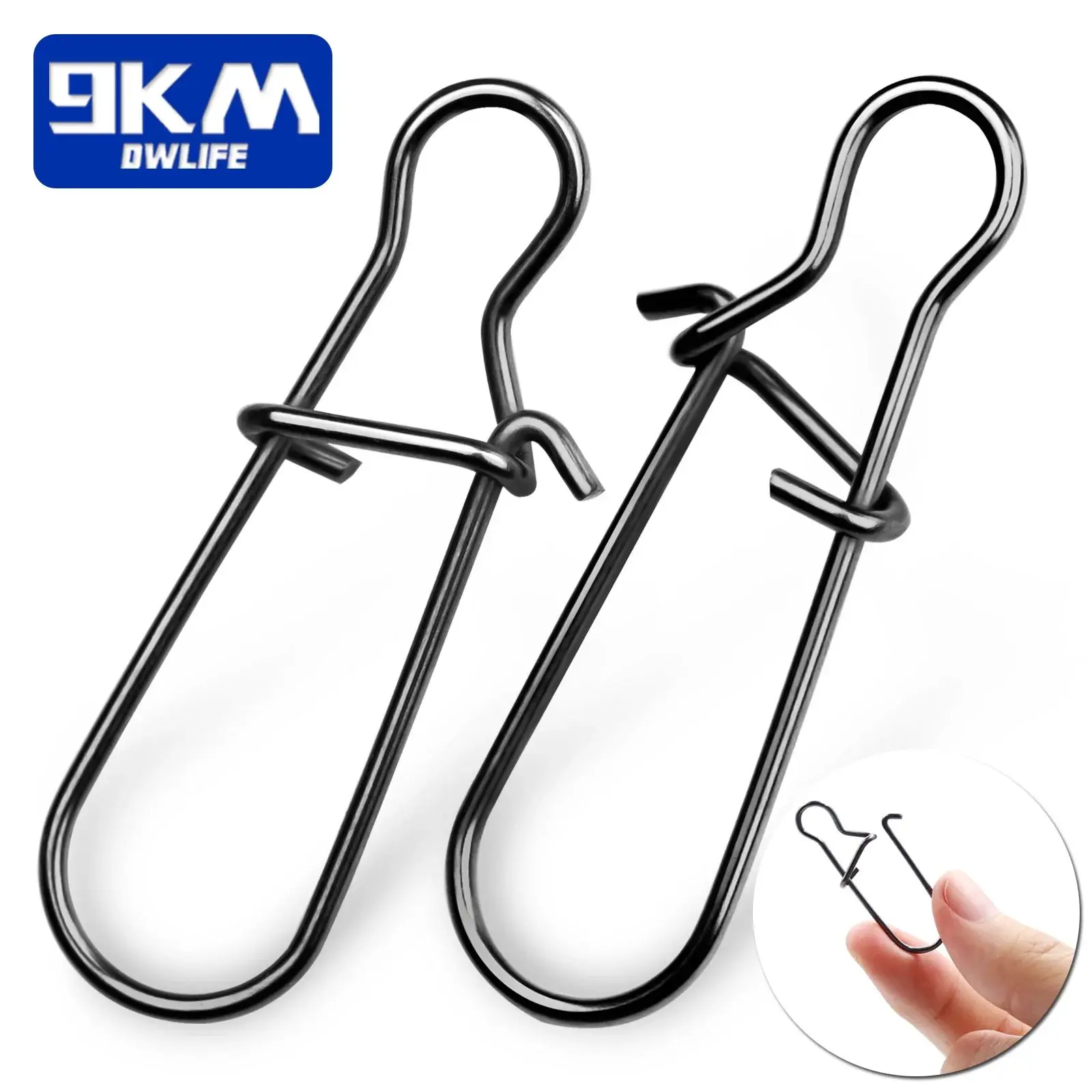 Fishing Snaps Fast Lock Clips Stainless Steel Fishing Connector Tackle Duo lock Clips Fishing Swivels Solid Rings Safety Snaps