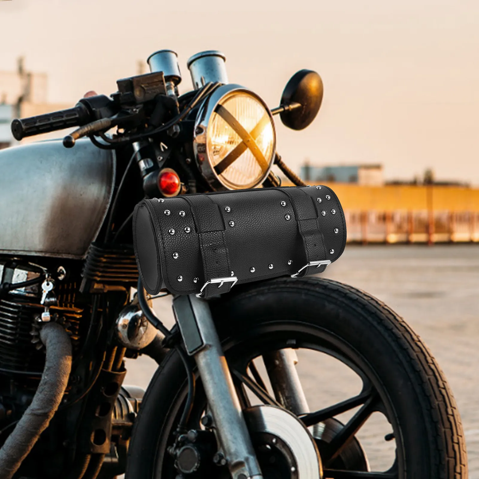 

Motorcycle Saddlebags Organizer Heavy Duty PU Saddle Bag for Motorbike Scooter Outdoor Weather Protection Tool Storage Bag