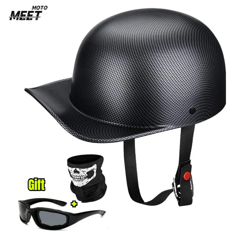 Unisex Half-Face Motorcycle & Scooter Helmet, New Retro Baseball Cap Design Motorcycle Accessories DOT Approved