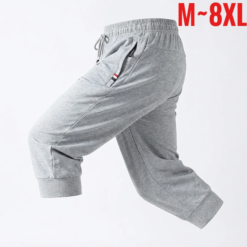

Мужские хлопковые шорты-капри больших размеров 8XL, длиной до щиколотки, бермуды, спортивные, для бега, тренажерного зала, летние, укороченные брюки
