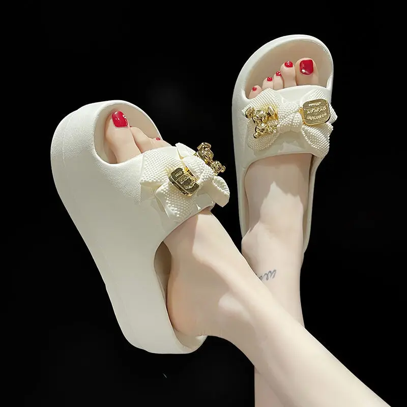 Summer Women Multi-Color Slippers Fashion Metallic Teddy Bear Slide Shoes Sweet Cute Beach Vacation Home shower Female Footwears