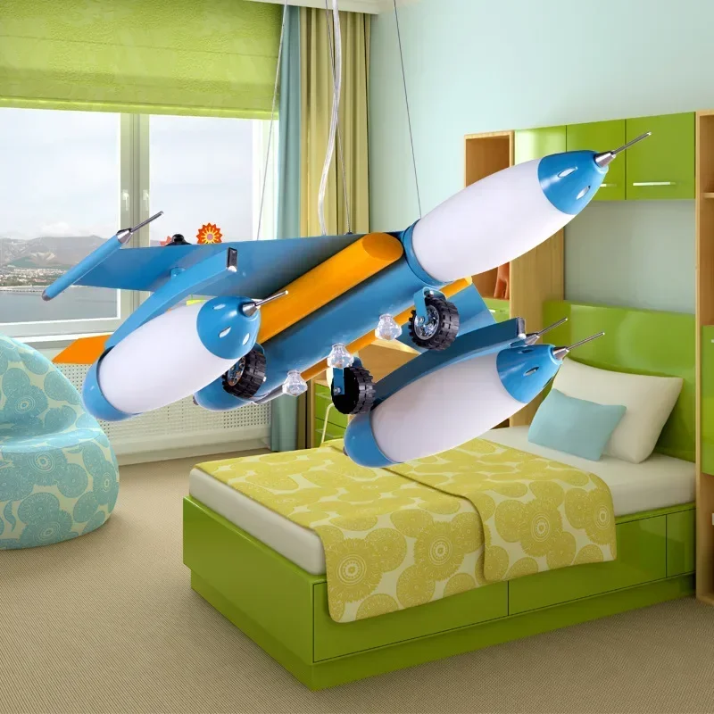 غرفة الأطفال الحديد الطائرات قلادة ضوء Led 110 فولت-220 فولت E14 LED مصباح الصبي قلادة أضواء لغرفة الطعام الحديثة معلقة #4