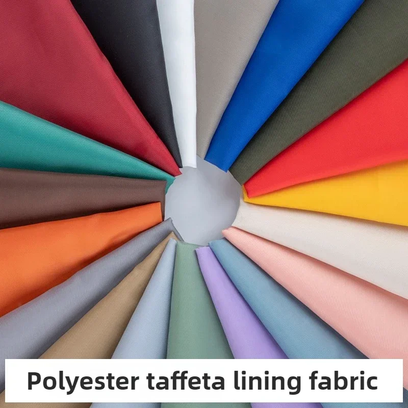 210t poliéster tafetá forro tecido vestidos por metro para ternos roupas costura sacos lisos de alta densidade têxtil fino suave