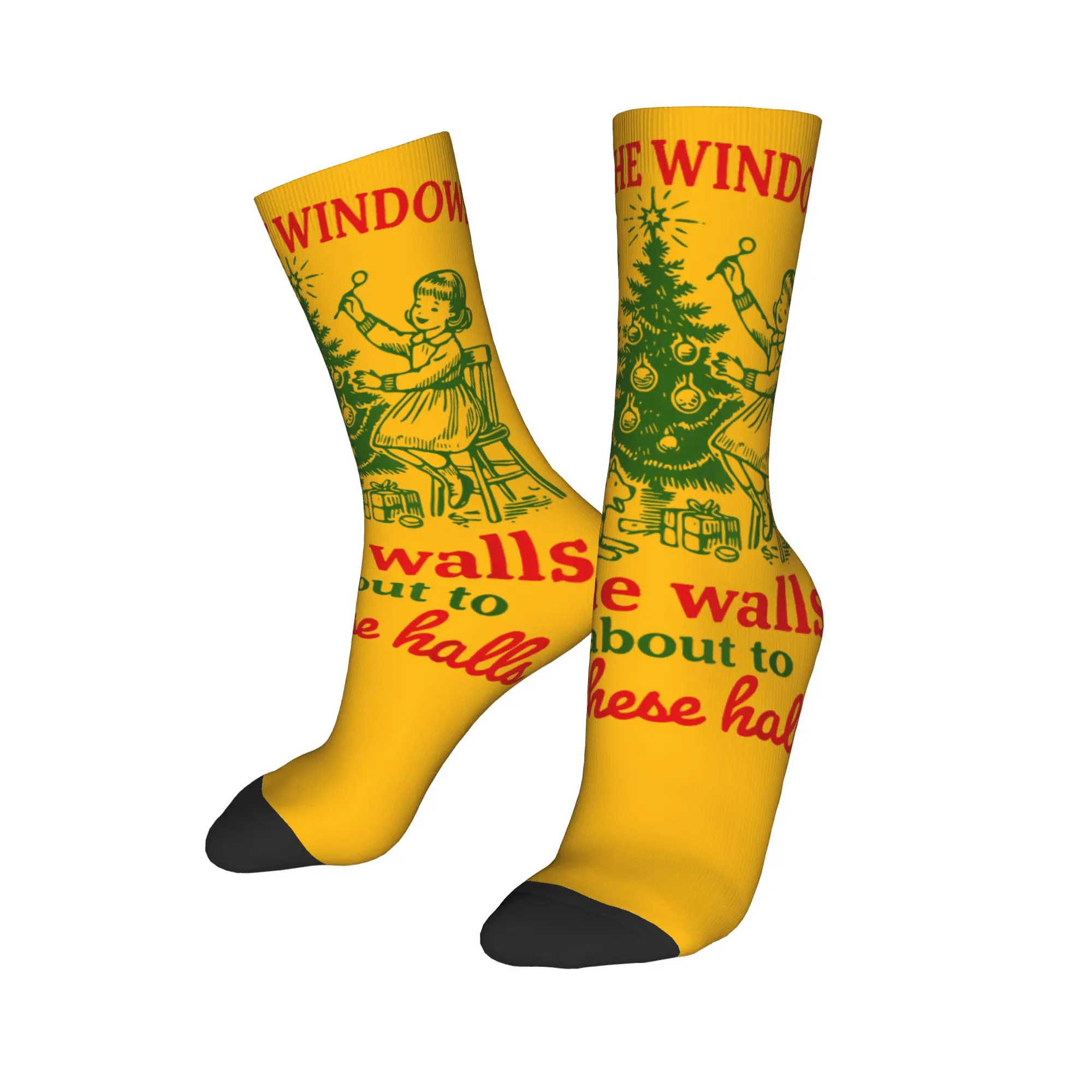 Kaus Kaki Natal Lucu dari Jendela hingga Dinding, Stoking Anti-Selip, Kaus Kaki Panjat Tebing Berkualitas Tinggi untuk Pria, Kaus Kaki Musim Dingin Lucu