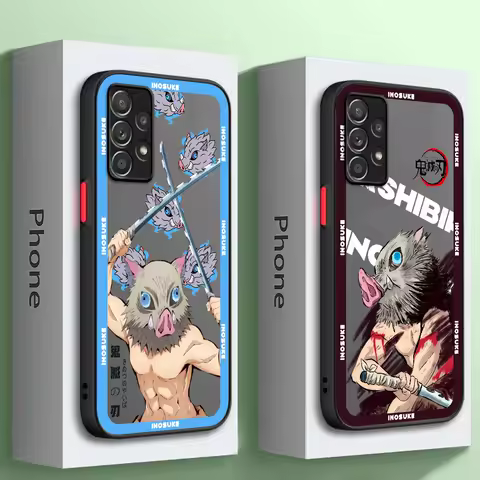 Matte Case For Samsung A52 A53 A12 A13 A14 A21s A22 A24 4G A32 A34 A54 A53 A70 A72 A73 5G Phone Cover Demon Slayer Tanjirou