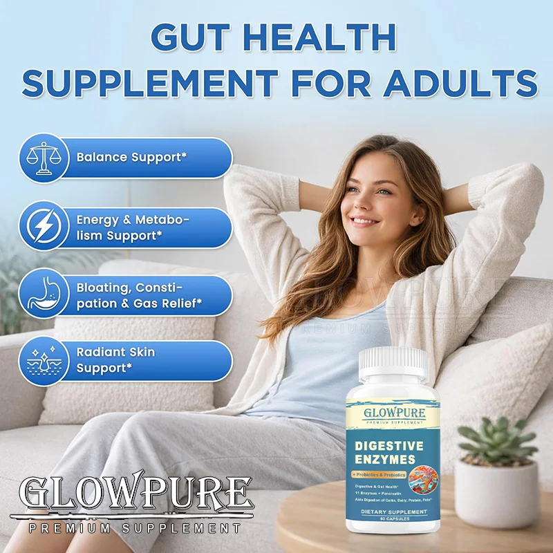 Digestive Enzyme Supplement with Prebiotics & Probiotics - Supports Nutrient Absorption | Gut Health Promotes Digestion | Immune