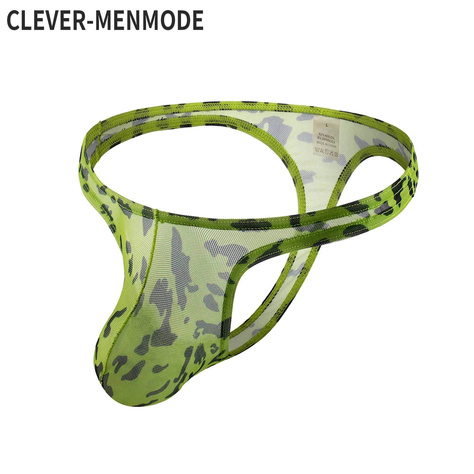 CLEVER-MENMODE Sexy Mesh Sheer Thong Men Underwear Penis Pouch Panties T-back Erotic Lingerie See Through Underpants G String