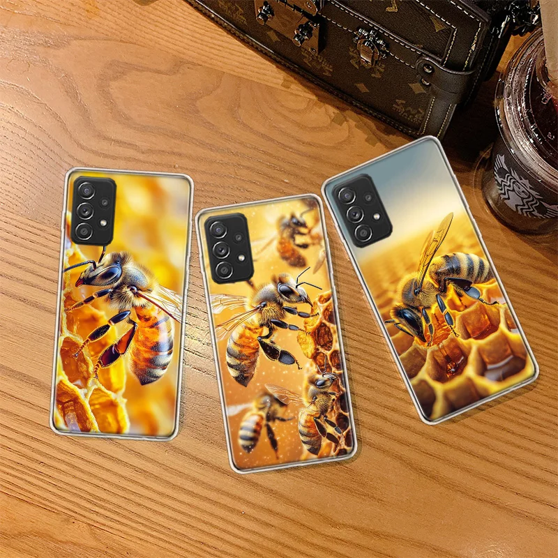Bees and Honey in the Honeycomb Phone Case for Samsung A54 A57 A37 A17 A14 A15 A12 A24 A34 A55 A35 A25 A52S A07 A05S A04S A22 A3