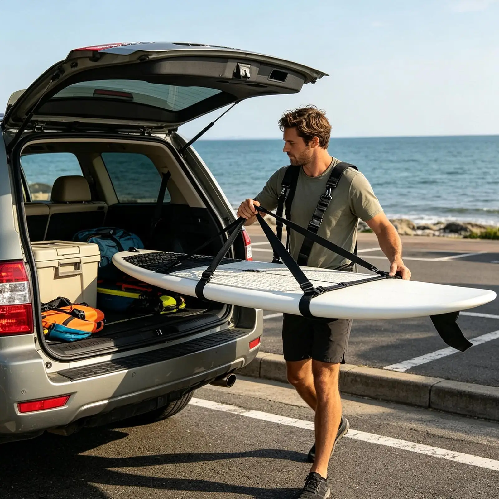 Paddle Board Carry Strap Kayak Hands-Free Shoulder Sling Belt Surfing Board Extended Shoulder Strap For Vacation Outdoor Beach