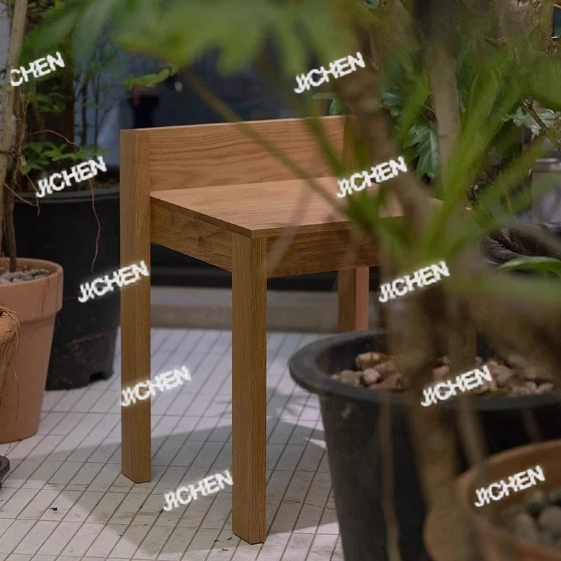 

ZQ High-end Light Luxury Low Stool Dining Chair Stacking Solid Wood Cafe Lounge Studio Creative Modern Simple Log