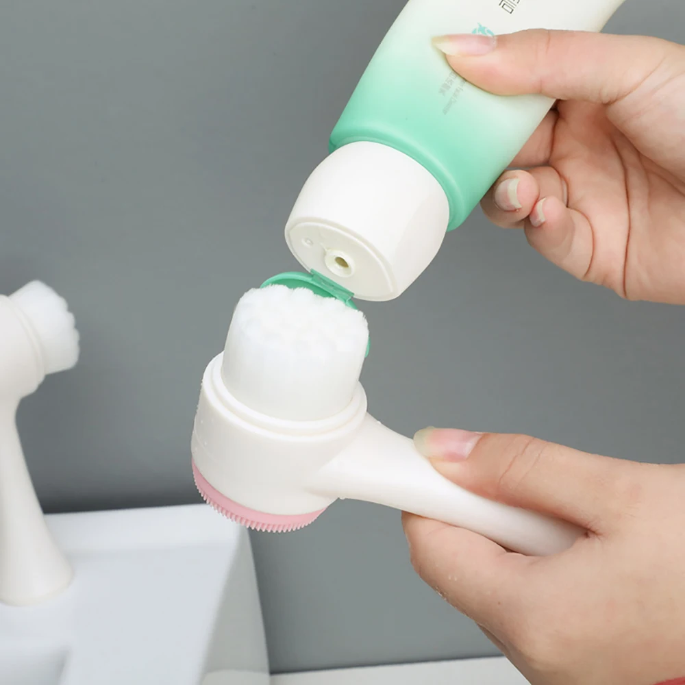 Soft Silicone Facial Cleansing Brush Manual Massage Facial Brush Soft Bristles Exfoliator Deep Pore-cleaning Face Wash Brush