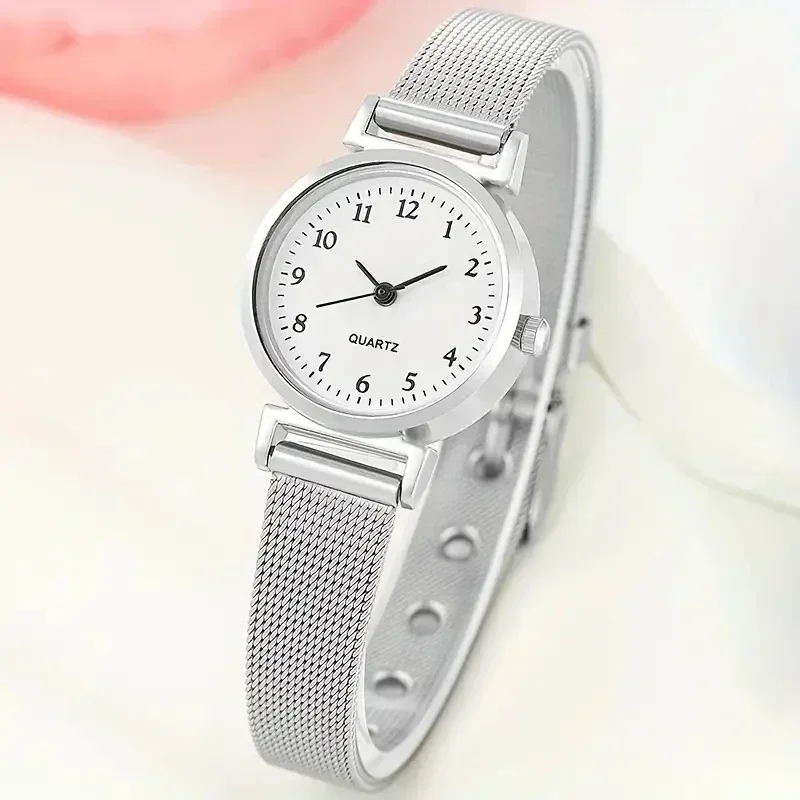 2 قطعة/6 قطعة ساعة دائرية كاجوال وقلادة كوارتز، سوار، خاتم، طقم أقراط، عصري،