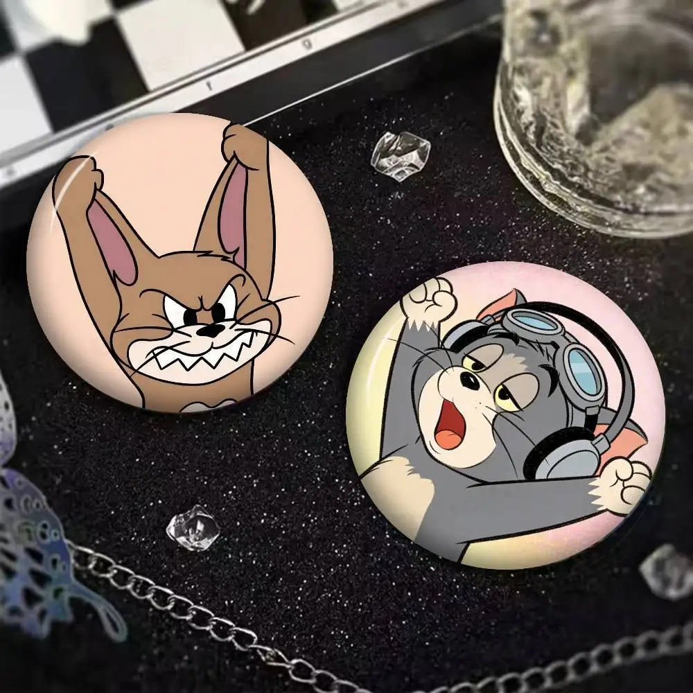 Funny Cartoon J-Jerrys T-Toms Creative Pins Funny Faces Round Snap-in Brooch Badge Backpack Hat Accessories Jewelry Gifts view 4