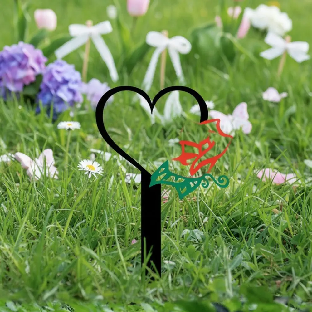 Heart Shaped Dad Remembrance Garden Stake Acrylic Red Rose Grave Marker Cemetery Outdoor Decoration Funeral Tribute Sign