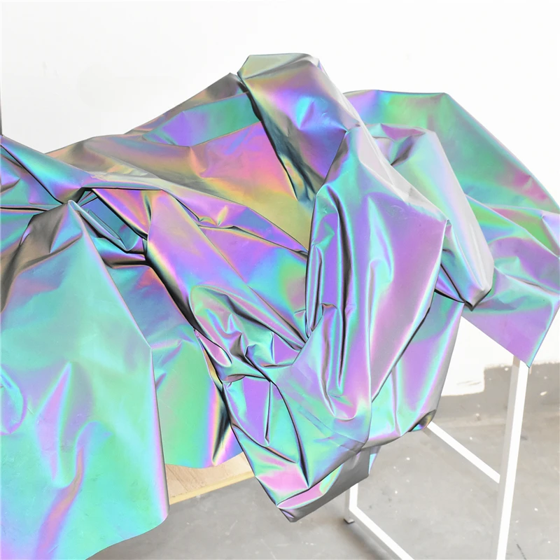 Colorful Reflective Material Tiktok Gradual Color Glow Functional Super Bright Colorful Creative Clothing Color Changing Fabric