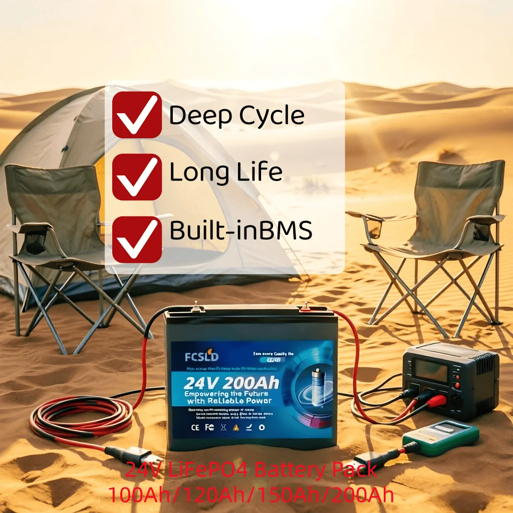

New 24V LiFePO4 Battery Pack 100Ah 150Ah 200Ah 32700 Cell 200A BMS Protection Rechargeable Deep Cycle Battery For Solar RV Off G
