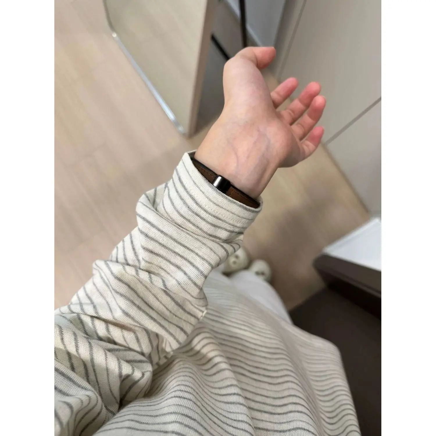 Ladies Loose Long Sleeve T-Shirt Korean Style Cotton Comfortable Breathable Anti-Aging Striped Base Shirt for Early Autumn