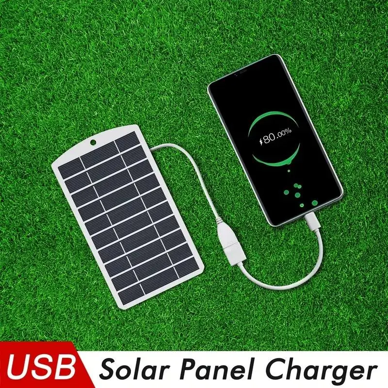 1pc Portable Solar Panel 5V 2W Solar Plate With USB For Power Bank Phone Safe Charge Stabilize Battery Charger Outdoor Emergency