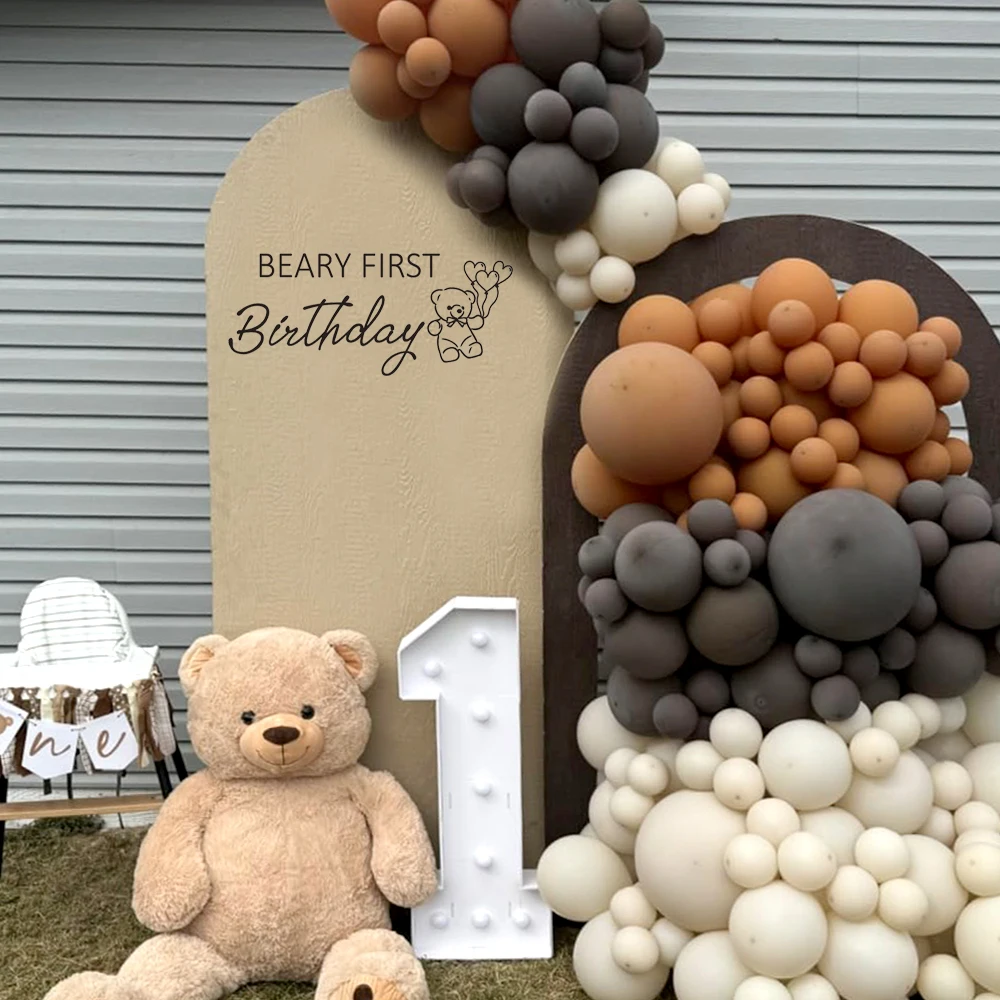 Beary First Birthday Sticker Teddy Bear Wall Arch Backdrop Decoration Decal Baby 1st Birthday Baby Shower Party Decor Photo Prop