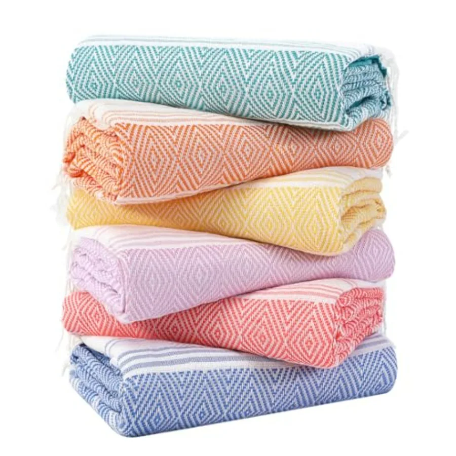 

6 Packs Oversized Turkish Beach Towels Set Bulk 74"x38" Extra Large Quick Dry Sand Free Light Swim Bath Camping Pool Towel Trav
