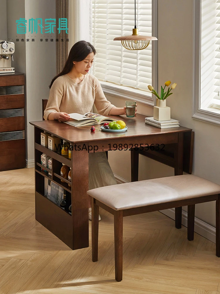 ZZXL Solid Wood Dining Table Home Folding Table Japanese Dining  and Chair Combination Restaurant Eight-Immortal