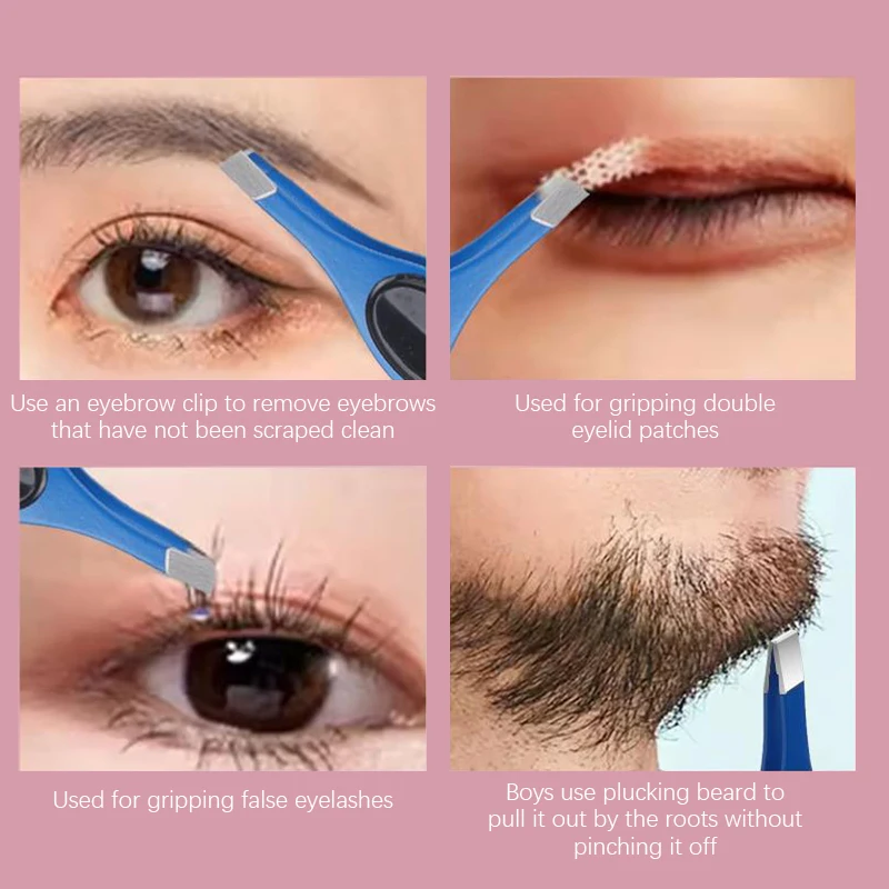 Pinzas para cejas de acero inoxidable, herramientas de belleza esenciales para extensión de pestañas, depilación de ojos, maquillaje facial para mujer