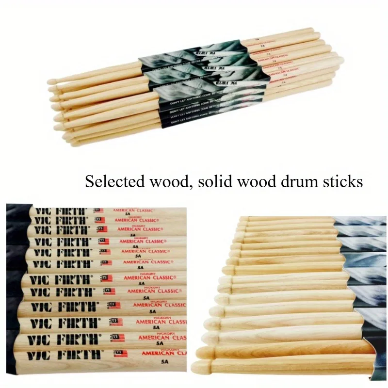 A Set of 2 5A Walnut Drumsticks, Perfect for Jazz Drummers. Professional-grade, It Meets The Daily Practice Needs of Beginners