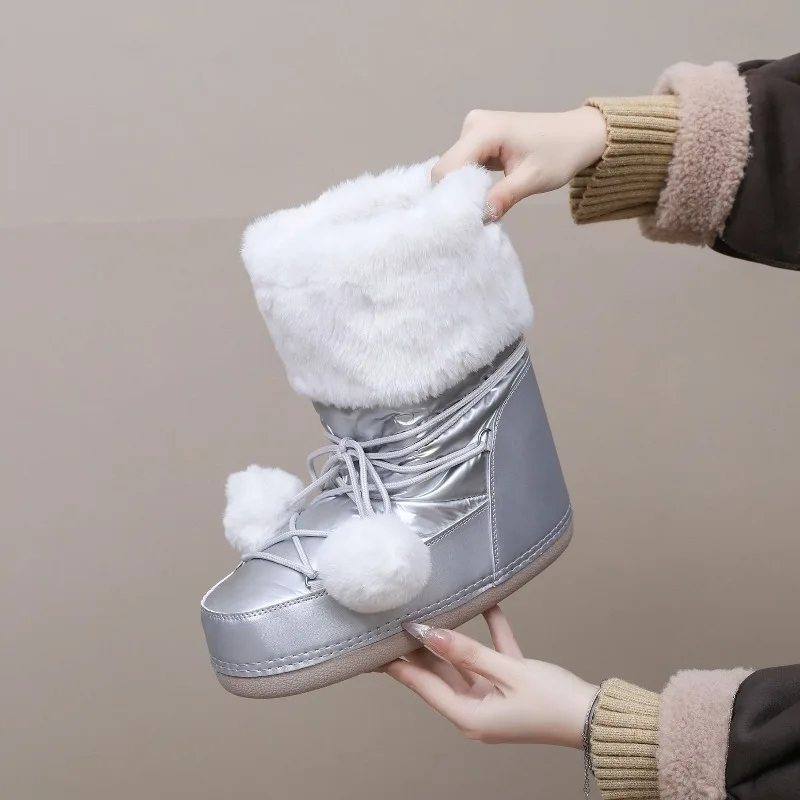 Winter New Women Shoes Fashion Plush Warm Snow Boots for Woman Exquisite Round Head Platform Boots Designer Shoes Botas Feminina