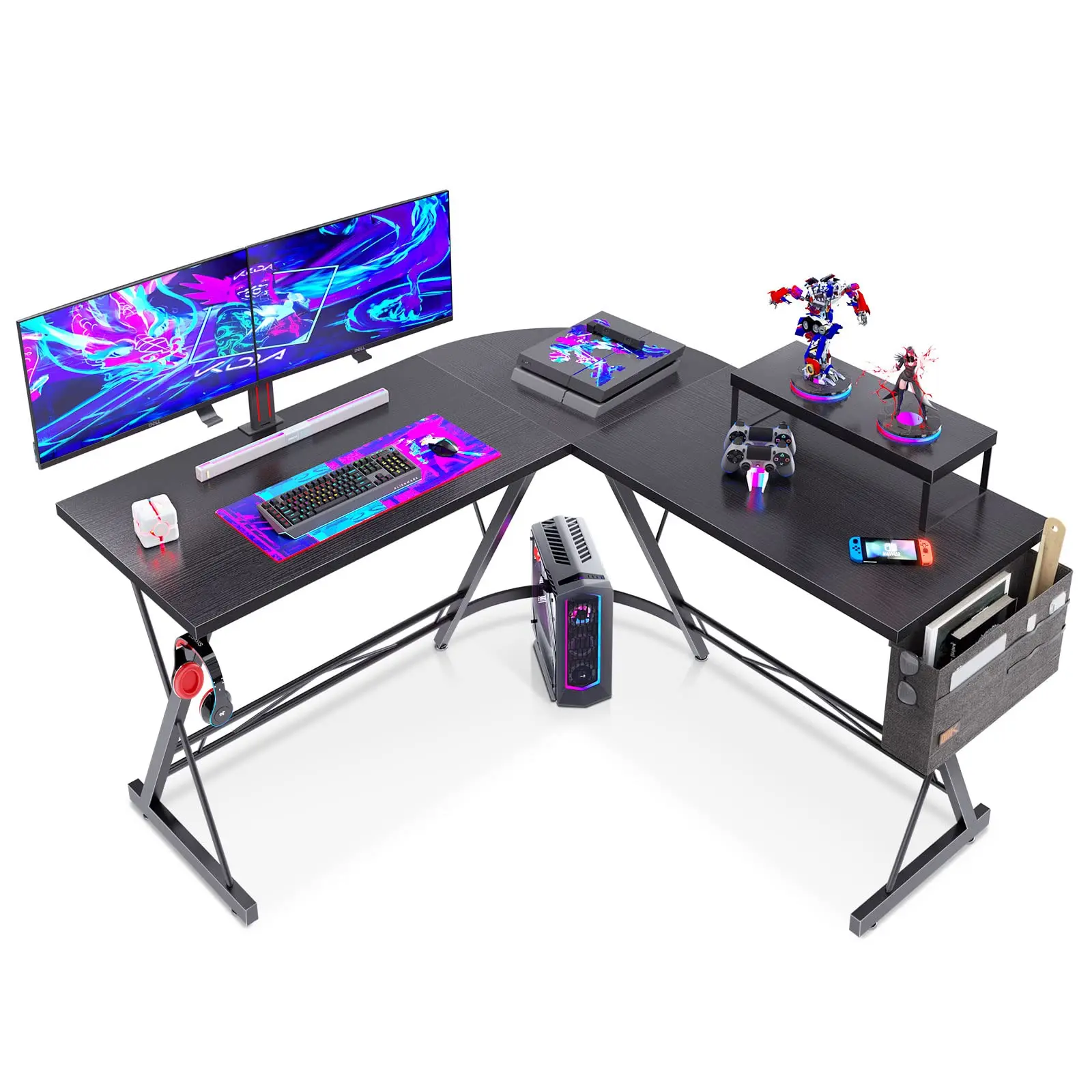 Large Space L Shape Gaming Desk Factory Sale Black Computer Mesa Gamer Table