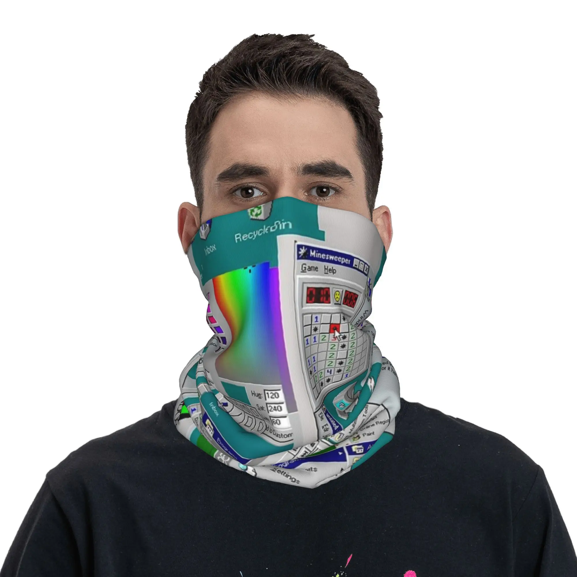 Windows 95 Collage Bandana Neck Gaiter Printed Mask Scarf Multifunction Headwear Outdoor Sports Unisex Adult Windproof