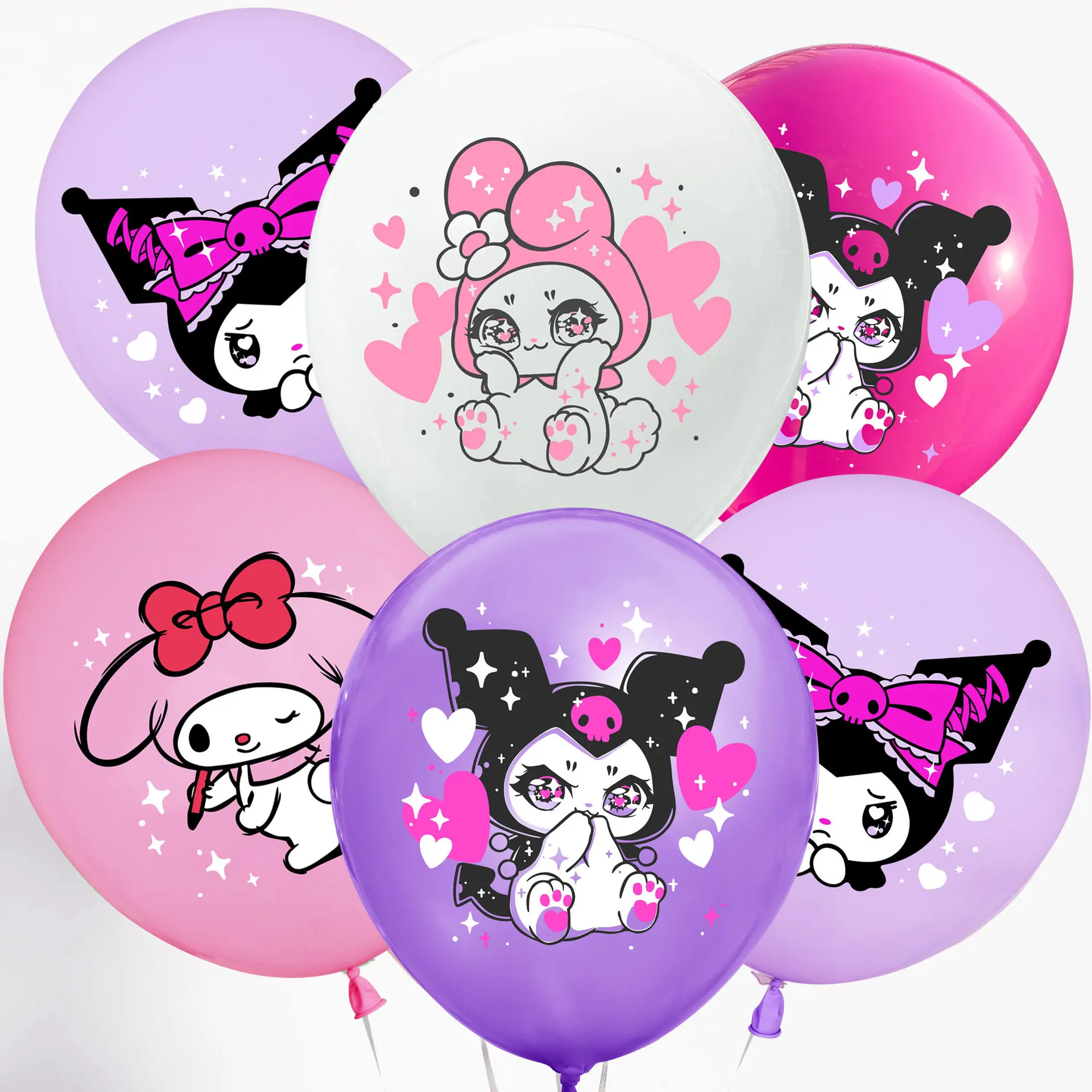 Sanrio Kuromi My Melody Theme Party Balloons Pink Purple White Latex Balloon Kit Girl Children Cartoon Birthday Party Decoration