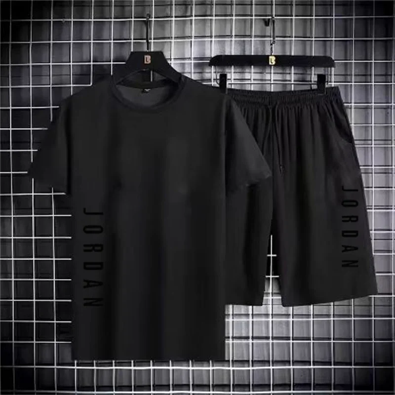 2025 الصيف الرجال موضة بدلة رياضية غير رسمية تي شيرت و مجموعة تي شيرتات قصيرة للأطفال تشغيل اللياقة البدنية تجريب الملابس سريعة الجافة تنفس #3