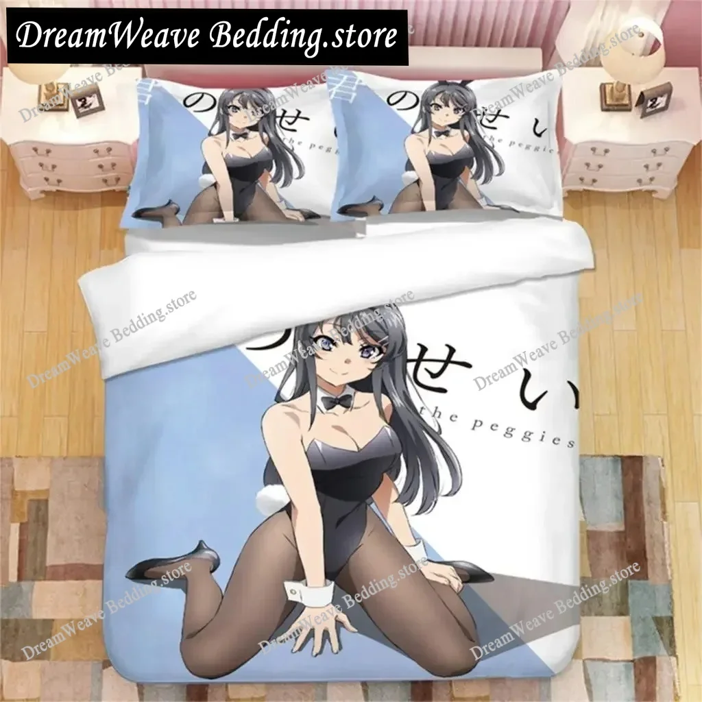 

Sakurajima Mai Luxury Bedding Set Japan Anime Cartoon Duvet Cover Set Comforter Bedspread Twin Single Size Printed Home Textile