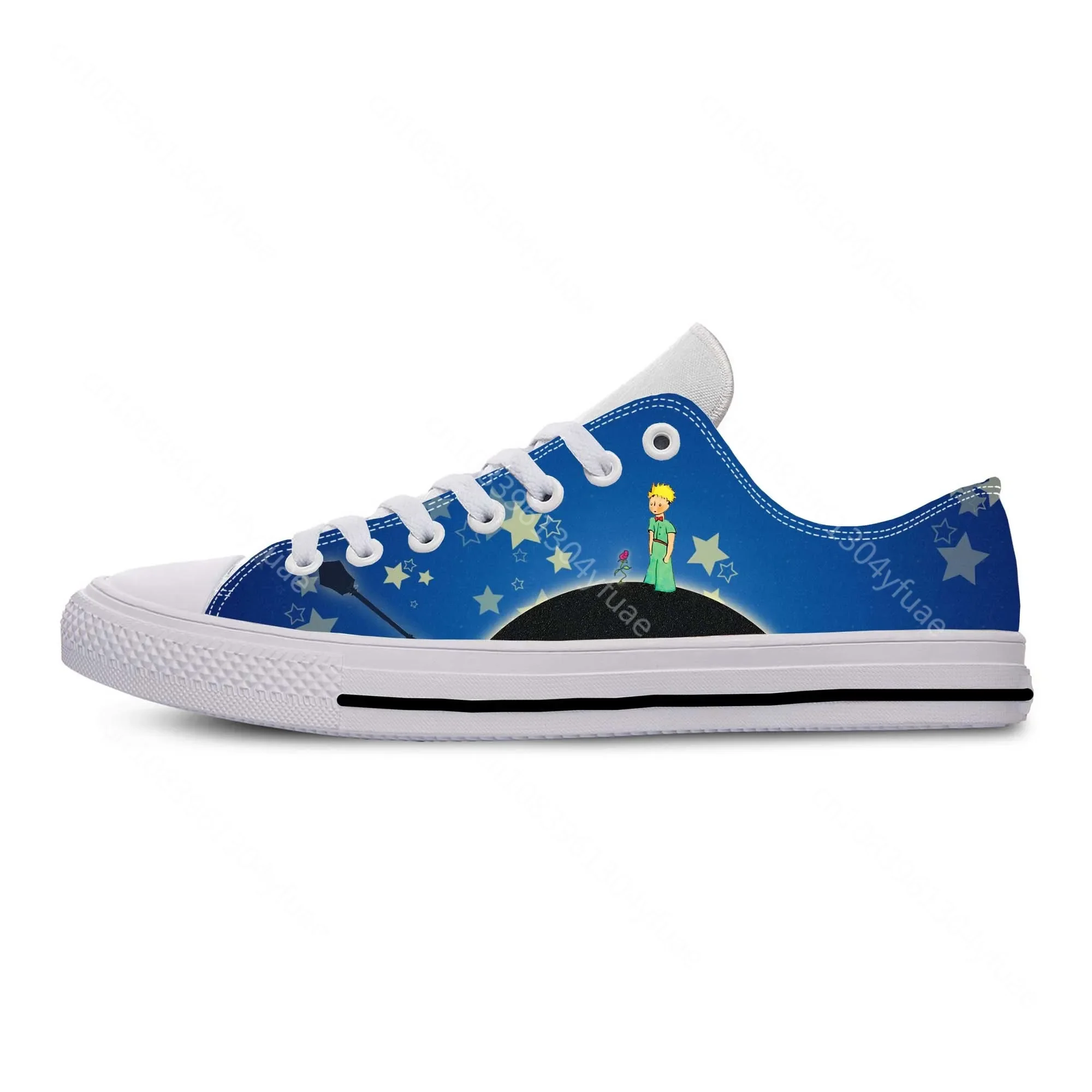 Little Prince Anime Cartoon Sneakers para homens e mulheres, manga, quadrinhos, legal, engraçado, casual, sapatos de pano, top baixo, confortável, respirável, impressão 3D