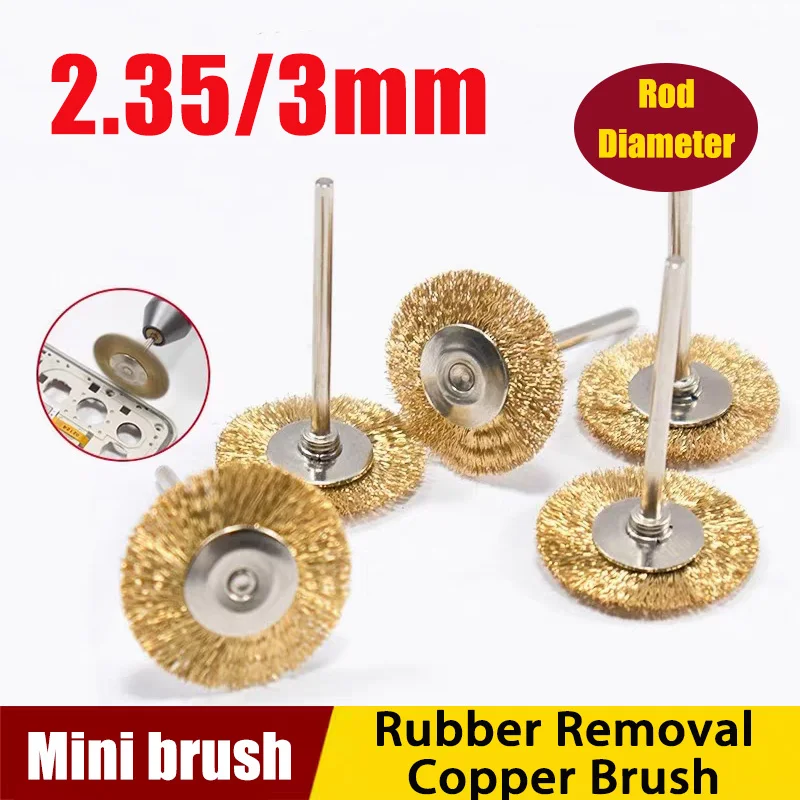 2.35mm/3.0mm Rod Diameter Metal Rust Removal Rubber Removal Copper Brush Mini Copper Wire Brush Polishing Pen Polishing Brush