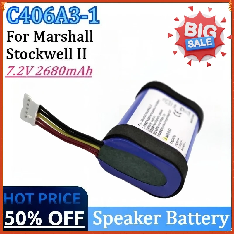 

New C406A3-1 7.2V 2680mAh Speaker High-Capacity Battery for Marshall Stockwell II High Quality Rechargeable Battery
