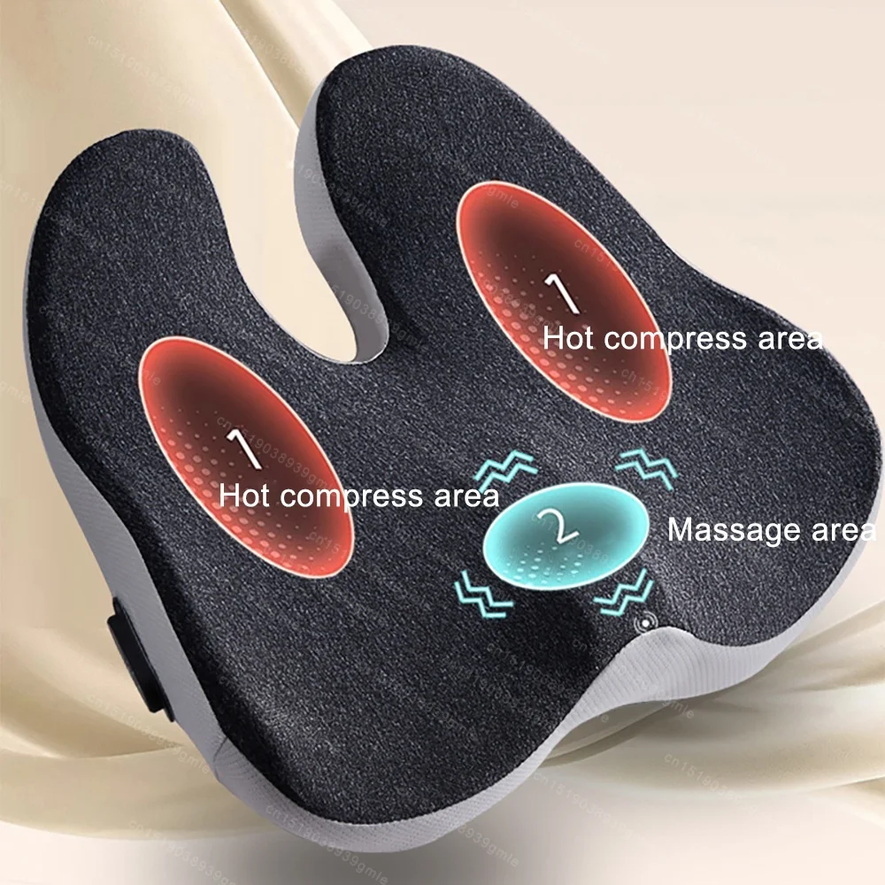 Electric Massage Cushion Heating Vibration Brace Support Waist Back Pain Relief Orthopedic Pillow Buttock Cushion