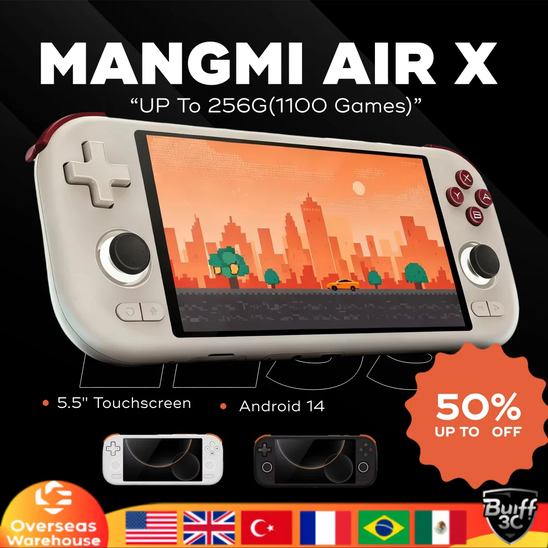 

Портативная игровая консоль MANGMI AIR X с Qualcomm Snapdragon 662, 5,5-дюймовый сенсорный экран, Android14, быстрая зарядка, активный охлаждающий вентилятор, RGB