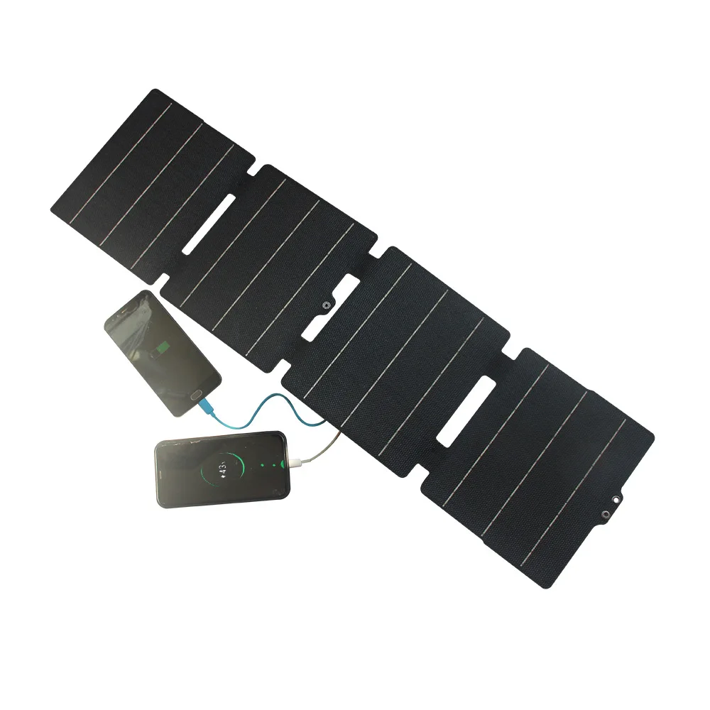 Portable 25W ETFE Foldable Mono Solar Panel Charger USB Type C DC Interfaces Support Fast Charging Outdoor Use MPPT 5V Max PV