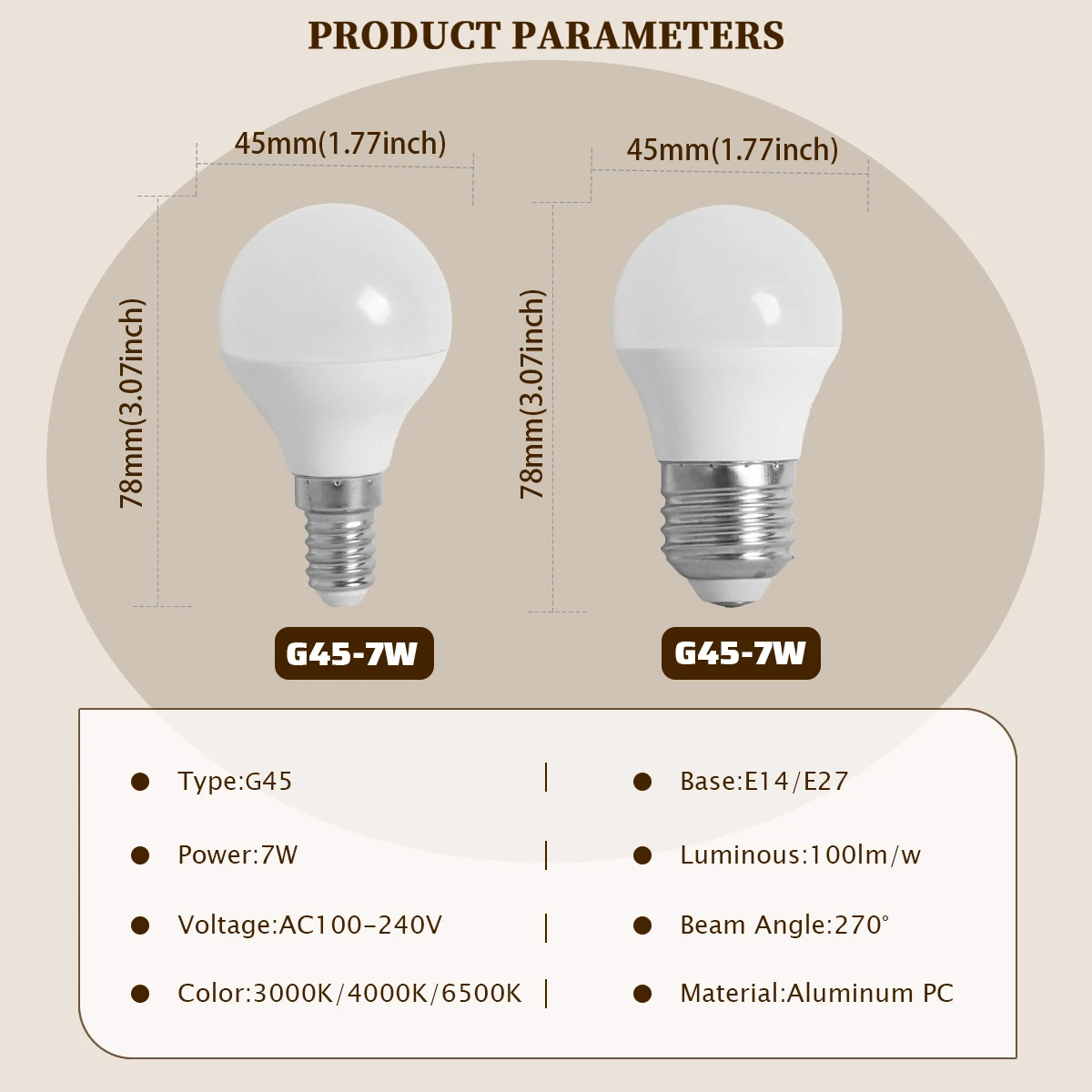 E14 E27 Full Spectrum AC100-240V G45 LED Bulb CRI90 High Color Rendering Index Eye Care Decor Light For Indoor Ambient Lighting