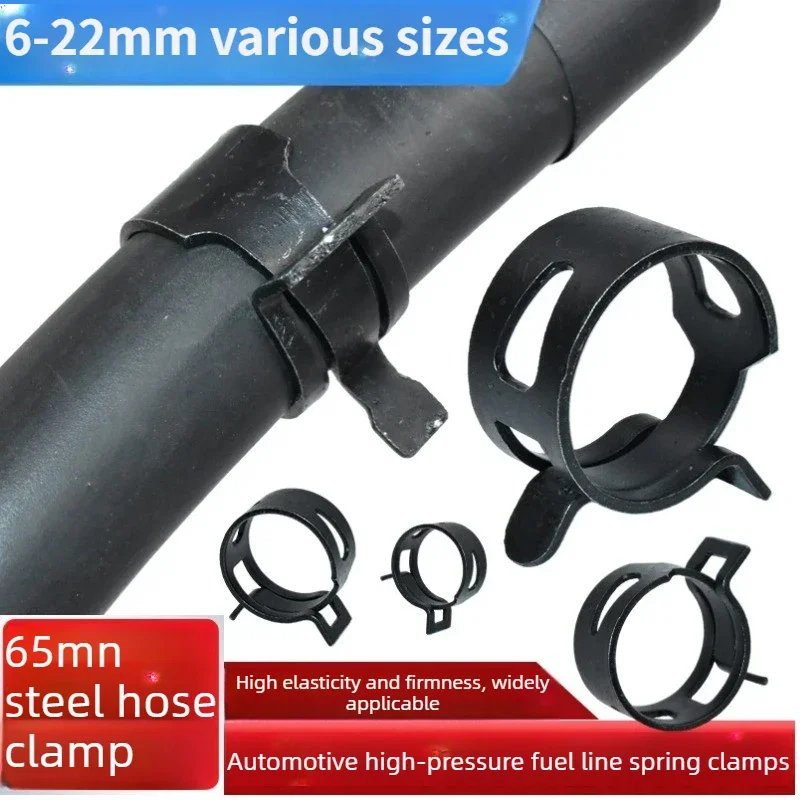 20pcs Stainless Steel Spring Hose Clamps 6-22mm Fuel/Water/Air Pipe Clips for Automotive and Plumbing