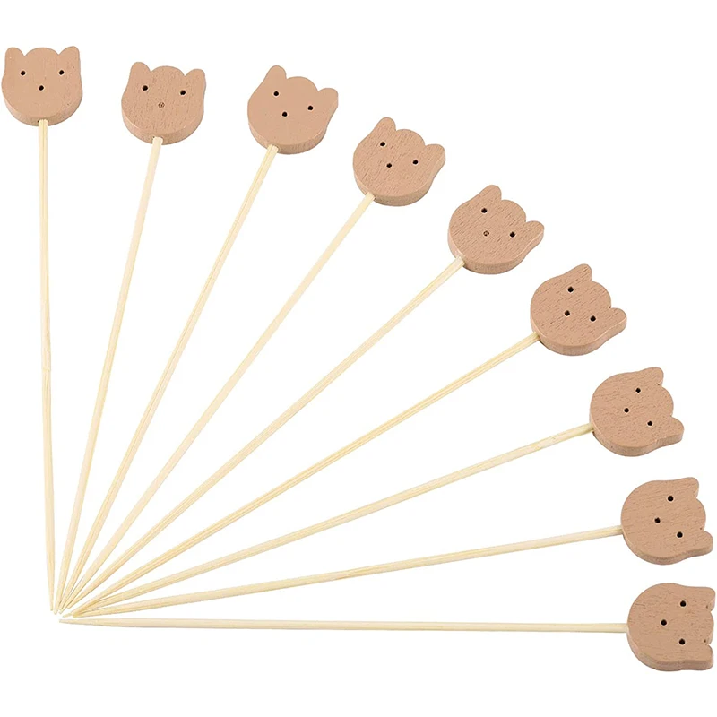 Bear Toothpicks Disposable Bamboo Skewers Cocktail Sticks 100Pcs Food Fruit Skewers Cake Dessert Salad Sticks Party Decorations