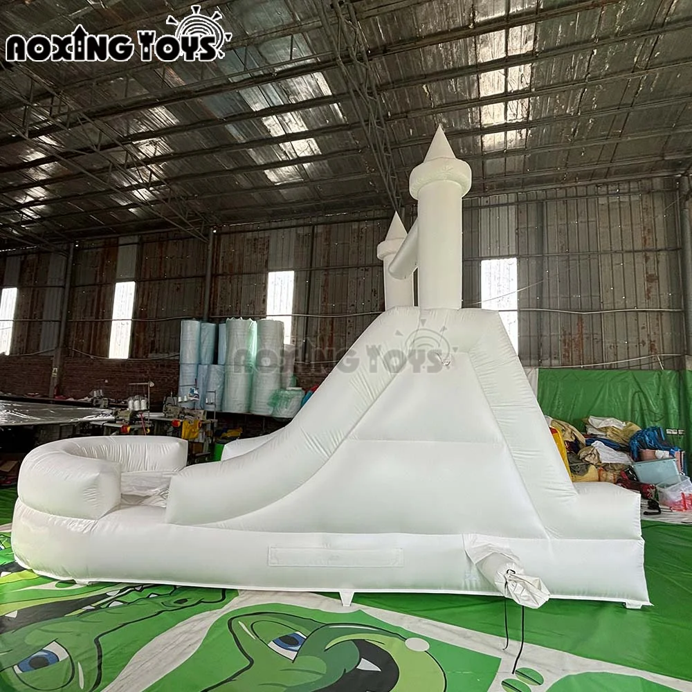 Commercial Kids White PVC Inflatable Bouncer with Slide, Fun Jump House Castle for Birthday Party & Backyard Play